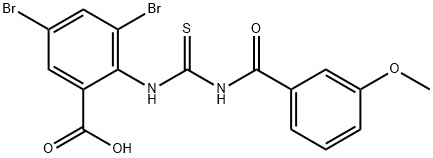 3,5-DIBROMO-2-[[[(3-METHOXYBENZOYL)AMINO]THIOXOMETHYL]AMINO]-BENZOIC ACID Struktur