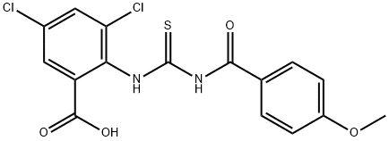 3,5-DICHLORO-2-[[[(4-METHOXYBENZOYL)AMINO]THIOXOMETHYL]AMINO]-BENZOIC ACID Struktur