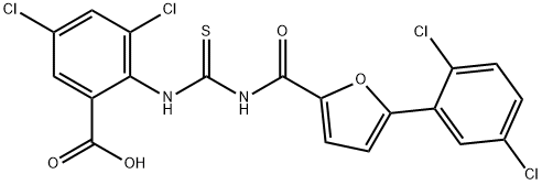 3,5-DICHLORO-2-[[[[[5-(2,5-DICHLOROPHENYL)-2-FURANYL]CARBONYL]AMINO]THIOXOMETHYL]AMINO]-BENZOIC ACID Struktur