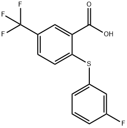 2-[(3-fluorophenyl)thio]-5-(trifluoromethyl)benzoic acid Struktur