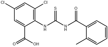 3,5-DICHLORO-2-[[[(2-METHYLBENZOYL)AMINO]THIOXOMETHYL]AMINO]-BENZOIC ACID Struktur