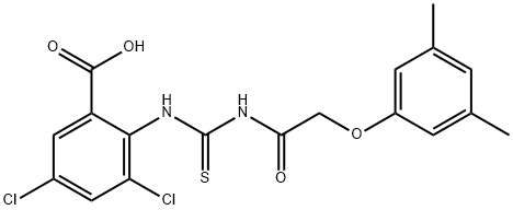 3,5-DICHLORO-2-[[[[(3,5-DIMETHYLPHENOXY)ACETYL]AMINO]THIOXOMETHYL]AMINO]-BENZOIC ACID Struktur