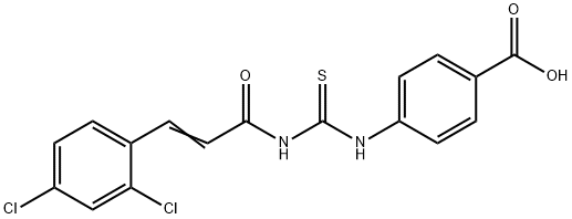 4-[[[[3-(2,4-DICHLOROPHENYL)-1-OXO-2-PROPENYL]AMINO]THIOXOMETHYL]AMINO]-BENZOIC ACID Struktur