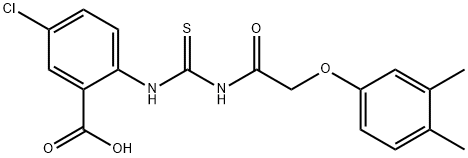 5-CHLORO-2-[[[[(3,4-DIMETHYLPHENOXY)ACETYL]AMINO]THIOXOMETHYL]AMINO]-BENZOIC ACID Struktur