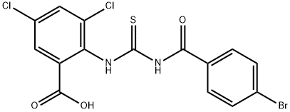 2-[[[(4-BROMOBENZOYL)AMINO]THIOXOMETHYL]AMINO]-3,5-DICHLORO-BENZOIC ACID Struktur