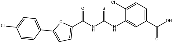 4-CHLORO-3-[[[[[5-(4-CHLOROPHENYL)-2-FURANYL]CARBONYL]AMINO]THIOXOMETHYL]AMINO]-BENZOIC ACID Struktur