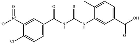 3-[[[(4-CHLORO-3-NITROBENZOYL)AMINO]THIOXOMETHYL]AMINO]-4-METHYL-BENZOIC ACID Struktur