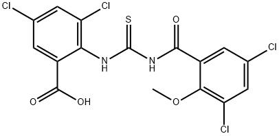 3,5-DICHLORO-2-[[[(3,5-DICHLORO-2-METHOXYBENZOYL)AMINO]THIOXOMETHYL]AMINO]-BENZOIC ACID Struktur