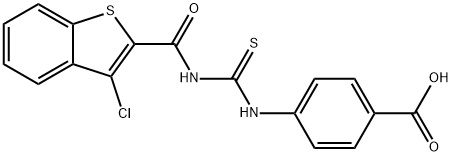 4-[[[[(3-CHLOROBENZO[B]THIEN-2-YL)CARBONYL]AMINO]THIOXOMETHYL]AMINO]-BENZOIC ACID Struktur