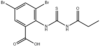 3,5-DIBROMO-2-[[[(1-OXOPROPYL)AMINO]THIOXOMETHYL]AMINO]-BENZOIC ACID Struktur