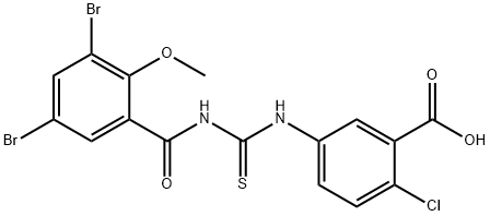 2-CHLORO-5-[[[(3,5-DIBROMO-2-METHOXYBENZOYL)AMINO]THIOXOMETHYL]AMINO]-BENZOIC ACID Struktur