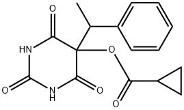 5-(Cyclopropylcarbonyloxy)-5-(1-phenylethyl)-2,4,6(1H,3H,5H)-pyrimidinetrione Struktur