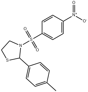 Thiazolidine, 2-(4-methylphenyl)-3-[(4-nitrophenyl)sulfonyl]- (9CI) Struktur