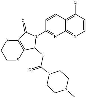 6-(5-chloro-1,8-naphthyridin-2-yl)-2,3,6,7-tetrahydro-7-oxo-5H-1,4-dithiino[2,3-c]pyrrol-5-yl 4-methylpiperazine-1-carboxylate Struktur