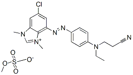 6-chloro-4-[[4-[(2-cyanoethyl)ethylamino]phenyl]azo]-1,3-dimethyl-1H-benzimidazolium methyl sulphate Struktur