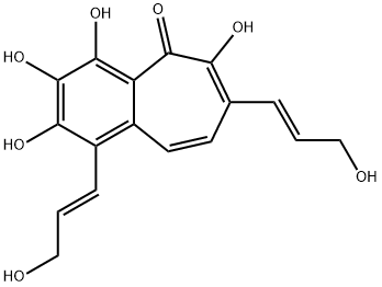 2,3,4,6-Tetrahydroxy-1,7-bis[(E)-3-hydroxy-1-propenyl]-5H-benzocyclohepten-5-one Struktur