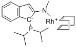 3-DI-I-PROPYLPHOSPHORANYLIDENE-2-(N,N-DIMETHYLAMINO)-1H-INDENE(1,5-CYCLOOCTADIENE)RHODIUM(I) Struktur