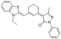 3H-PYRAZOL-3-ONE, 4-[3-[(3-ETHYL-2(3H)-BENZOTHIAZOLYLIDENE)METHYL]-2-CYCLOHEXEN-1-YLIDENE]-2,4-DIHYDRO-5-METHYL-2-PHENYL- Struktur