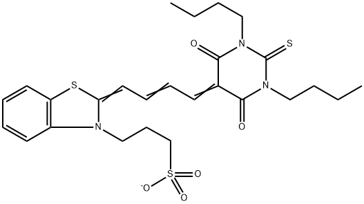 3(2H)-BENZOTHIAZOLEPROPANESULFONIC ACID, 2-[4-(1,3-DIBUTYLTETRAHYDRO-4,6-DIOXO-2-THIOXO-5(2H)-PYRIMIDINYLIDENE)-2-BUTENYLIDENE]-, SODIUM SALT (1:1) Struktur