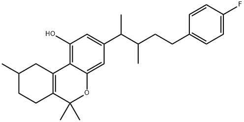 7,8,9,10-Tetrahydro-3-[4-(p-fluorophenyl)-1,2-dimethylbutyl]-6,6,9-trimethyl-6H-dibenzo[b,d]pyran-1-ol Struktur