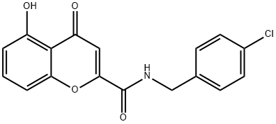 5-HYDROXY-4-OXO-4H-CHROMENE-2-CARBOXYLIC ACID 4-CHLORO-BENZYLAMIDE Struktur