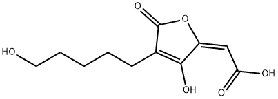 [(2E)-3-Hydroxy-4-(5-hydroxypentyl)-5-oxo-2,5-dihydrofuran-2-ylidene]acetic acid Struktur