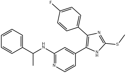 (RS)-4-[5-(4-FLUOROPHENYL)-2-METHYLSULFANYL-3H-IMIDAZOL-4-YL]PYRIDIN-2-YL]-(1-PHENYLETHYL)AMINE] Struktur