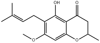 2,3-Dihydro-5-hydroxy-7-methoxy-2-methyl-6-(3-methyl-2-butenyl)-4H-1-benzopyran-4-one Struktur