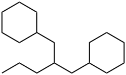 1-Cyclohexyl-2-(cyclohexylmethyl)pentane Struktur