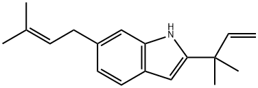 2-(1,1-Dimethyl-2-propenyl)-6-(3-methyl-2-butenyl)-1H-indole Struktur