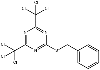 2-Benzylthio-4,6-bis(trichloromethyl)-1,3,5-triazine Struktur