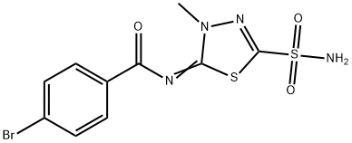 N-[5-(Aminosulfonyl)-3-methyl-1,3,4-thiadiazol-2(3H)-ylidene]-4-bromobenzamide Struktur