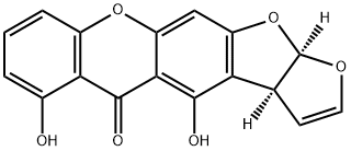 (3aS,12aR)-3a,12a-Dihydro-4,6-dihydroxy-5H-furo[3',2':4,5]furo[3,2-b]xanthen-5-one Struktur