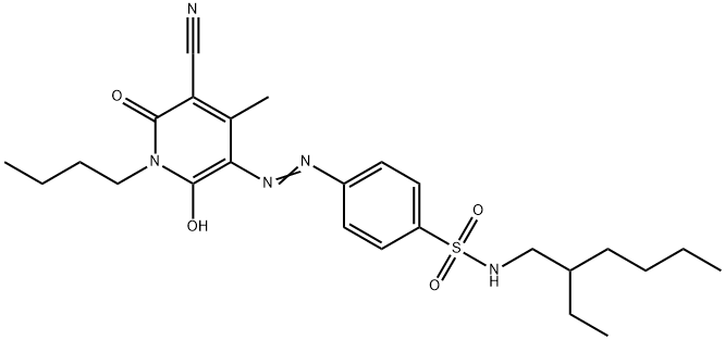 4-[(1-butyl-5-cyano-1,6-dihydro-2-hydroxy-4-methyl-6-oxo-3-pyridyl)azo]-N-(2-ethylhexyl)benzenesulphonamide Struktur