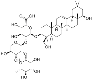 (2S,3S,4S,5R,6R)-6-[[(3S,4S,4aR,6aR,6bS,8aR,9S,12aR,14aS,14bR)-9-hydro xy-4-(hydroxymethyl)-4,6a,6b,8a,11,11,14b-heptamethyl-1,2,3,4a,5,6,7,8 ,9,10,12,12a,14,14a-tetradecahydropicen-3-yl]oxy]-5-[(2S,3R,4S,5S)-4,5 -dihydroxy-3-[(2S,3R,4R,5S,6S)-3,4,5-trihydroxy-6-methyl-oxan-2-yl]oxy -oxan-2-yl]oxy-3,4-dihydroxy-oxane-2-carboxylic acid Struktur