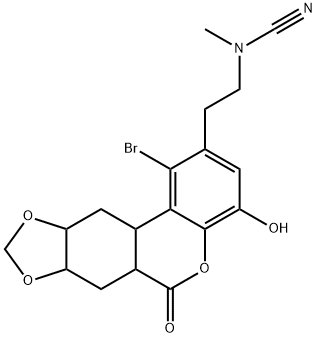 N-[2-(1-Bromo-6a,7,7a,10a,11,11a-hexahydro-4-hydroxy-6-oxo-6H-[1,3]benzodioxolo[5,6-c][1]benzopyran-2-yl)ethyl]-N-methylcyanamide Struktur