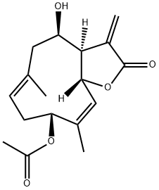 (3aR,4R,6E,9R,10Z,11aR)-9-Acetoxy-3a,4,5,8,9,11a-hexahydro-4-hydroxy-6,10-dimethyl-3-methylenecyclodeca[b]furan-2(3H)-one Struktur