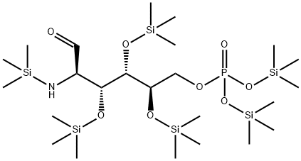 2-[(Trimethylsilyl)amino]-3-O,4-O,5-O-tris(trimethylsilyl)-2-deoxy-D-glucose 6-[phosphoric acid bis(trimethylsilyl)] ester Struktur