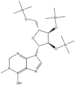 1-Methyl-2'-O,3'-O,5'-O-tris(trimethylsilyl)inosine Struktur