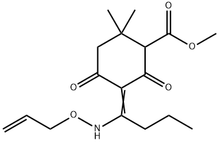 methyl 5-[1-[(allyloxy)amino]butylidene]-2,2-dimethyl-4,6-dioxocyclohexanecarboxylate Struktur