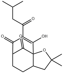 2,3,3a,4,5,6-Hexahydro-9-hydroxy-2,2-dimethyl-8-(3-methyl-1-oxobutyl)-7H-6,9a-methanocycloocta[b]furan-7,10-dione Struktur