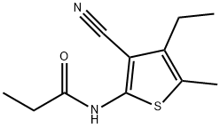 Propanamide, N-(3-cyano-4-ethyl-5-methyl-2-thienyl)- (9CI) Struktur