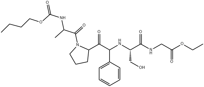 Glycine, N-[N-[2-[1-[2-[(butoxycarbonyl)amino]-1-oxopropyl]-2-pyrrolid inyl]-2-oxo-1-phenylethyl]-L-seryl]-, ethyl ester Struktur