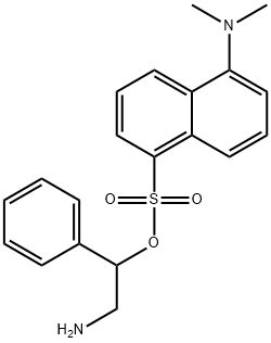 5-(Dimethylamino)-1-naphthalenesulfonic acid 2-amino-1-phenylethyl ester Struktur