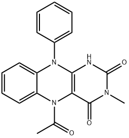 Benzo[g]pteridine-2,4(1H,3H)-dione,  5-acetyl-5,10-dihydro-3-methyl-10-phenyl- Struktur