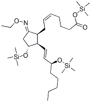 Prosta-5,13-dien-1-oic acid, 9-(ethoxyimino)-11,15-bis[(trimethylsilyl )oxy]-, trimethylsilyl ester, (5Z,8beta,9E,11alpha,13E,15S)- Struktur