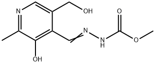 Hydrazinecarboxylic acid, [[3-hydroxy-5-(hydroxymethyl)-2-methyl-4-pyridinyl]methylene]-, methyl ester (9CI) Struktur