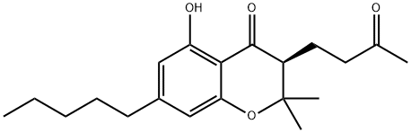 2,3-Dihydro-5-hydroxy-2,2-dimethyl-3-(3-oxobutyl)-7-pentyl-4H-1-benzopyran-4-one Struktur