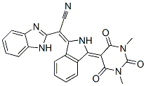 alpha-[2,3-dihydro-3-(tetrahydro-1,3-dimethyl-2,4,6-trioxo-5(2H)-pyrimidinylidene)-1H-isoindol-1-ylidene]-1H-benzimidazole-2-acetonitrile Struktur