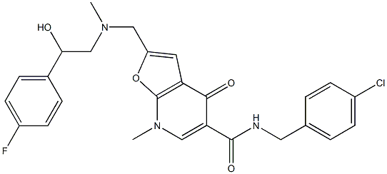 Furo[2,3-b]pyridine-5-carboxamide,  N-[(4-chlorophenyl)methyl]-2-[[[2-(4-fluorophenyl)-2-hydroxyethyl]methylamino]methyl]-4,7-dihydro-7-methyl-4-oxo- Struktur